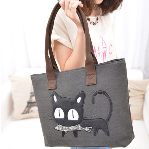 

cat cartoon crossbody casual canvas handbag women bag shopping women shoulder vogue hallway wholesale 2016 new style selling