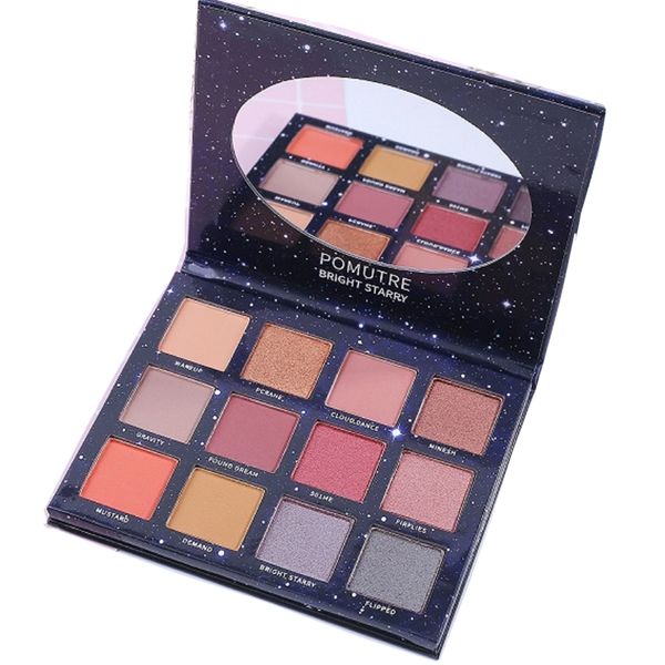 

pomutre bright starr eyeshadow palette makeup maquiagem profissional 12 color eye shadow natural red pink matte shimmer eye