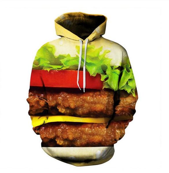 

fashion men hoodies harajuku hamburger food 3d hd print casual fox hoodies sweatshirts couple tracksuits women hoodies lm026, Black