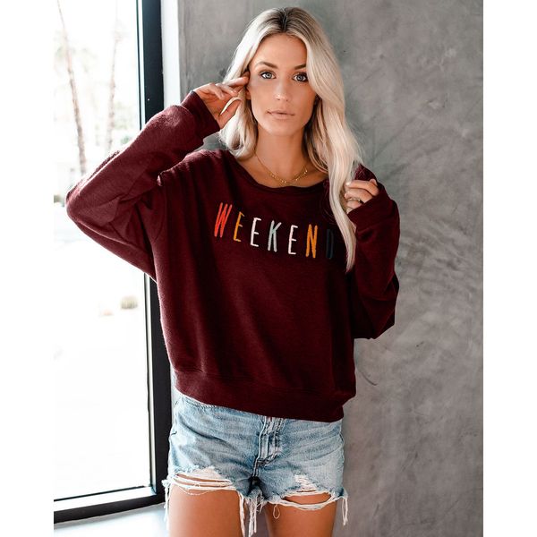 

women fashion solid color hoodies explosion fashion autumn long-sleeved shirt designer letters printed women clothing, Black