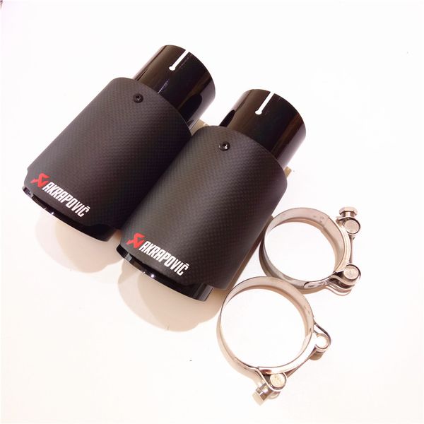 

OUT 101mm Одна пара AK Глянцевая Carbon Fiber Выхлопные Советы Akrapovic черный Нержавеющая стал