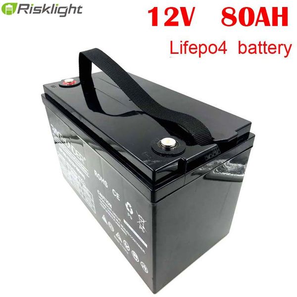 Indicador LED Com recarregável Lifepo4 li-ion Tipo de 12V 80Ah Lithium Ion Marinha Yacht Boat Bateria