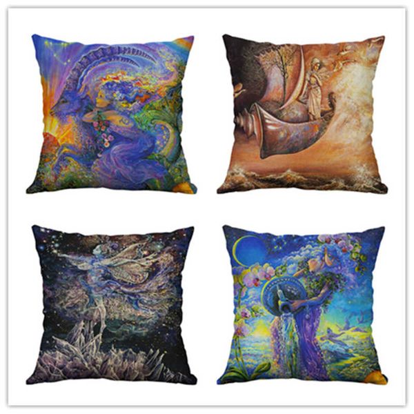 

18'' cushion cotton case abstract cover linen vintage pillow decor home