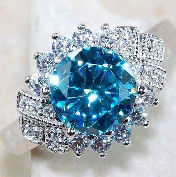 

wholesale luxury jewelry 2 pieces allow mix order blue z rings exclusive cut silver rings band for women wedding engagement ring