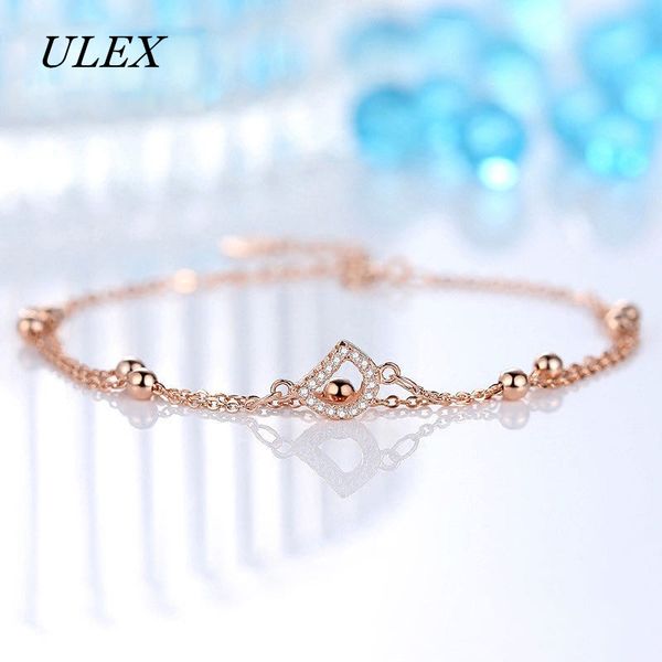 

ulex lokaer double layers cz ctystal letter charm bracelet bangle for women stainless steel bohemia chain link bracelets jewelry, Black