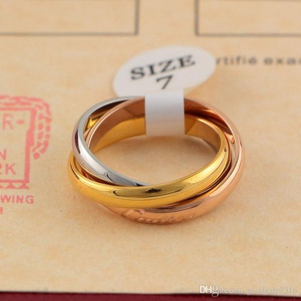 

новый модный бренд из нержавеющей стали 3 кольца кольца 18k личности подарки любителей высокого качества подарок друзья обмен, Silver