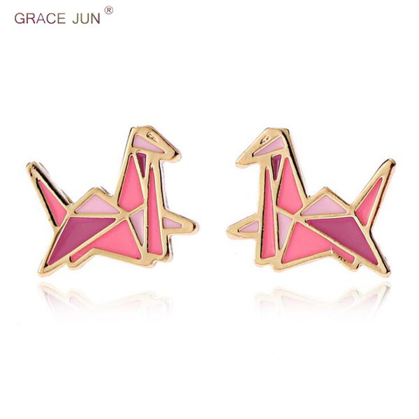 

korea style small clip on earrings and pierced earrings for girl cute thousand paper cranes shape factory wholesale new, Silver