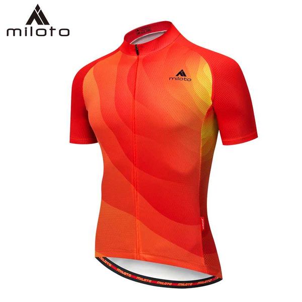 

miloto men short sleeve cycling jerseys mtb downhill wear road cycle bike only shirt cycling clothing shirt, Black;red