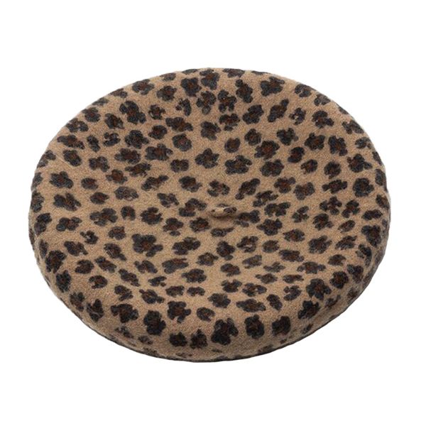 

doubchow women wool leopard dots pattern artist french berets hats 2019 new classical juniors girls baret beanie flat hat, Blue;gray