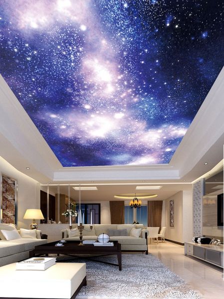 Benutzerdefinierte 3D Wallpaper Rolle Schöner Sternenhimmel Decke Malerei Sterne Zenith Malerei Schlafzimmer Wohnzimmer Decken Dekoration Wandbild Wand