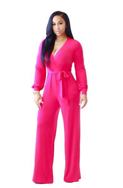 

casual loose playsuits and jumpsuits wide leg v neck body women long sleeve one piece overall, Black;white