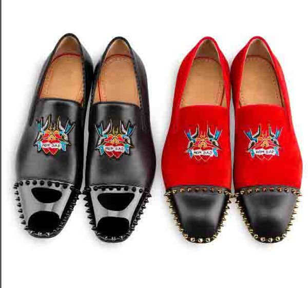 

famous red bottom loafers dandelion suede spikes ,fashion slip-on low platform oxfers shoes, men business wedding dress loafers shoes, Black