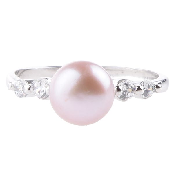 

light purple natural freshwater pearl silver plated ring adjustable, Golden;silver