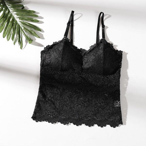 

женщины hollow lace mesh лето camisoles кружево camis топы мягкого съемный padded v-образный вырез tops, Black;white