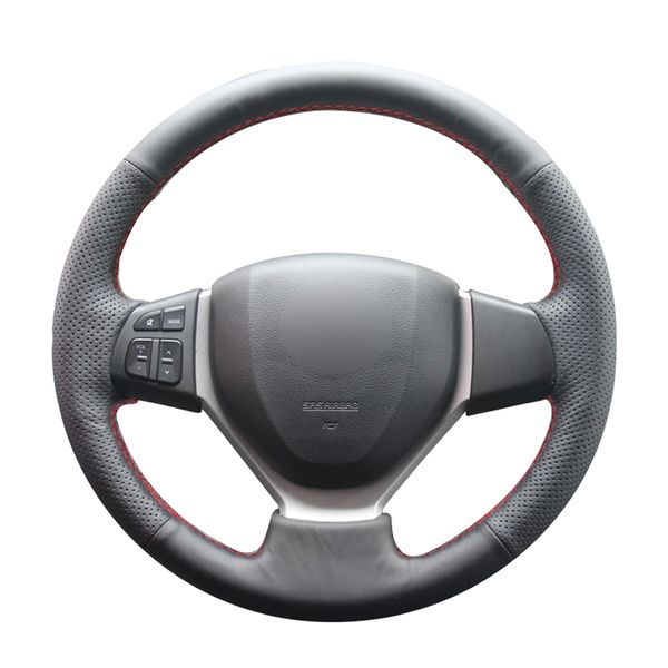 

hand-stitched black pu artificial leather car steering wheel cover for celerio s-cross sx4 2013 2014 vitara 2015