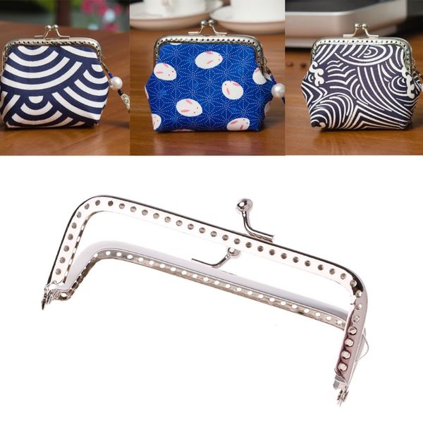 

2017 1pc metal sewing holes handbag clutch coin purse bag frame kiss clasp arch 8.5cm, Black