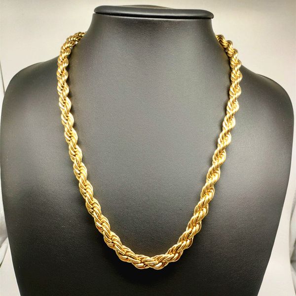 

2020 men gold stainless steel rope chain necklace thick chain necklace dhipping/ wholesale, Golden;silver