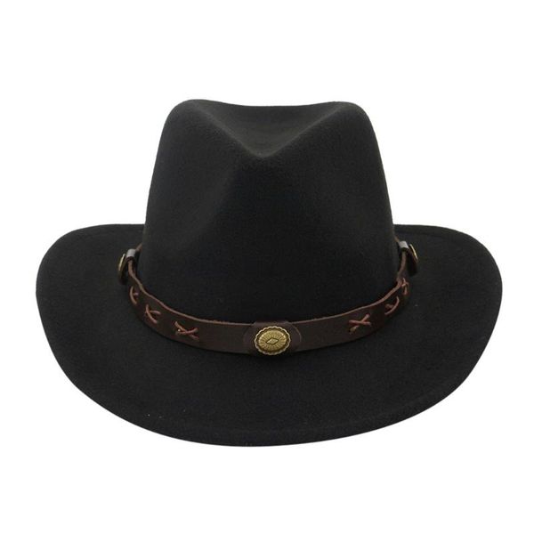 

couple woolen western cowboy hats women men weaving solid color classic cowboy hat winter outdoor warm fashion casual cap yl5, Blue;gray