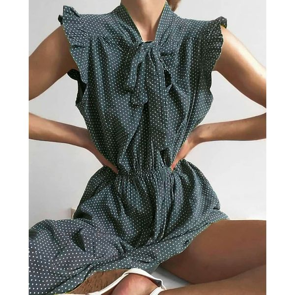 

summer dress 2019 fashion women casual ruffles lace bow up bandage dot printed knee-length waist dress vestidos de festa 38, Black;gray