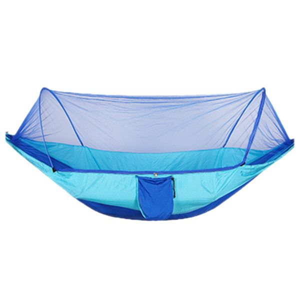 

1-2 portable person camping outdoor hammock with mosquito net swing sleeping,blue 290 x 140cm