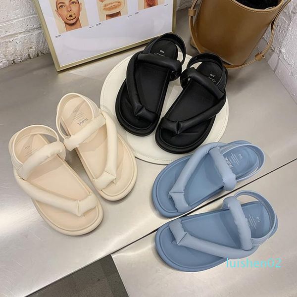 

cinessd pu flat sandals women 2020 new summer sandals women shoes slip on shallow platform shoes woman fashion chaussure femme l02, Black