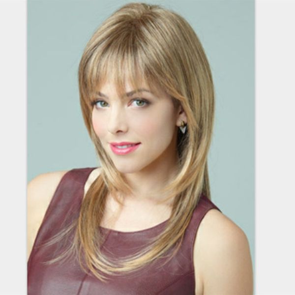 Fashion Hot Sale Female Short Straight Hair Oblique Bangs Golden
