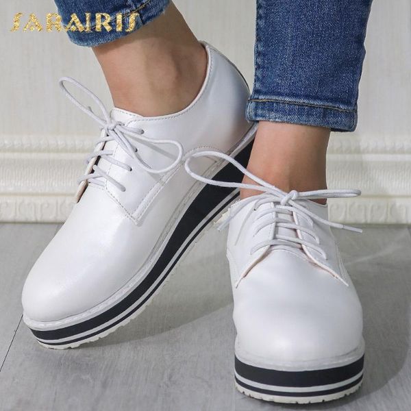 

sarairis 2020 design plus size 50 women oxfords flats round toe med heels cross-tied spring/autumn casual women shoes, Black