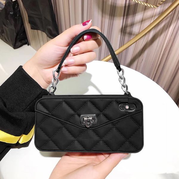 

good wallet case for iphone xs max xr x 10 8 7 6s 6 plus 11 pro max soft silicone card slot handbag purse phone cover with chain