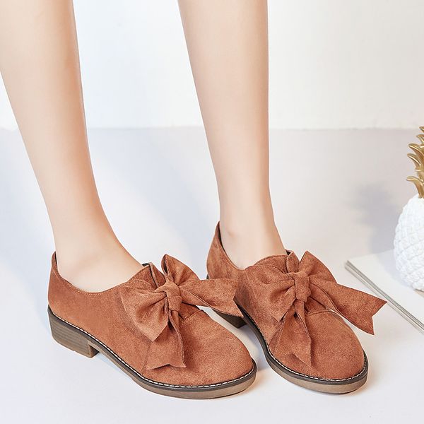 

ymechic summer 2019 chunky heels slip on butterfly-knot womens shoes block heel black brown bowtie lolita pumps woman plus size