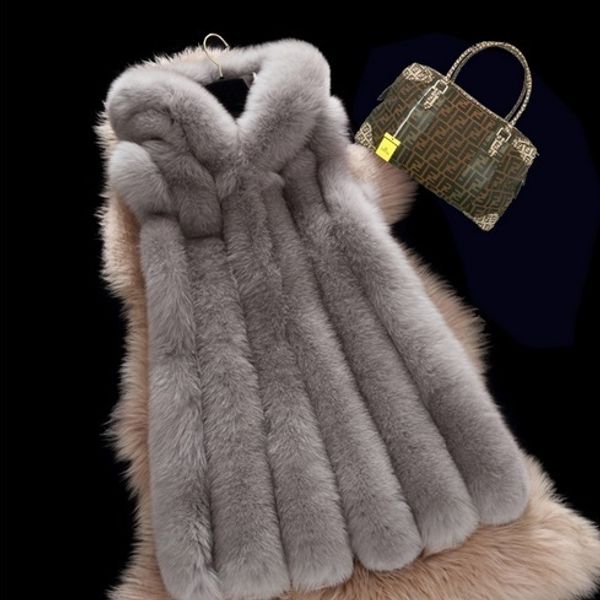 

new 2019 winter coat women waistcoat faux fur vest cappa fur coat leisure women gilet hooded s-4xl plus size outwear wa46, Black