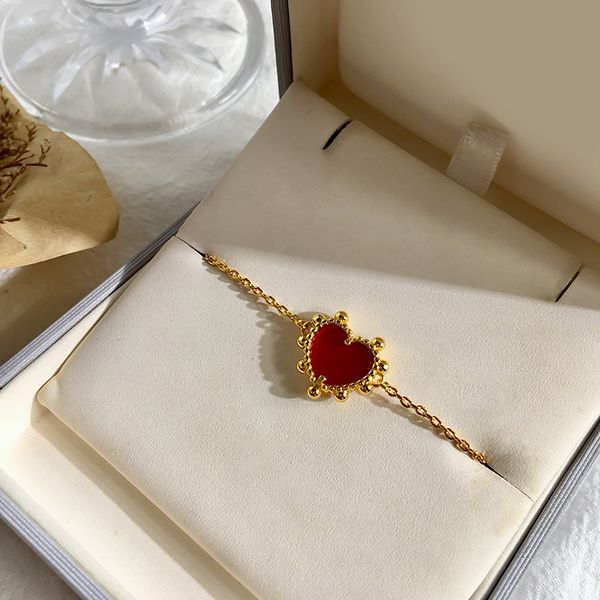 

fashion-fashion brand designer new luxury beautiful bracelet peach heart agate for women love bracelet jewelry, Black