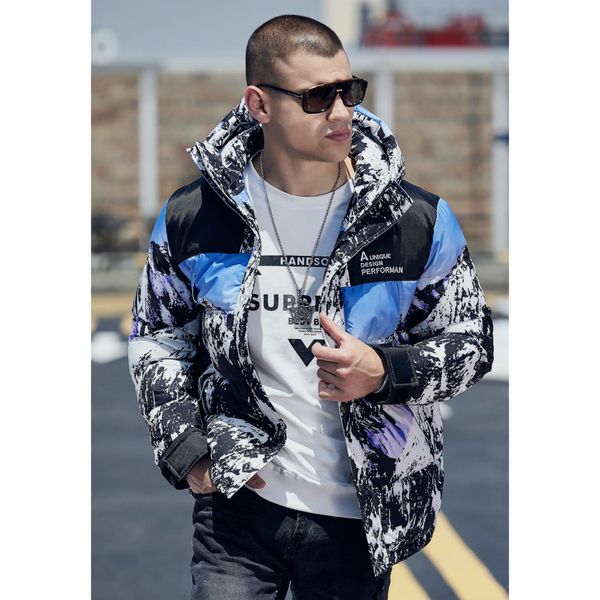 

men down jackets 2019 fashion snow nountain down coat mens outdoor loose hooded coat casual coat asian quality, Black