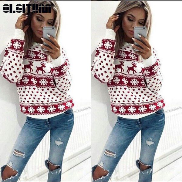 

women sweater 2019 new cartoon pullover coat christmas winter womens ladies warm brief lady sweaters clothing sw1449, Black