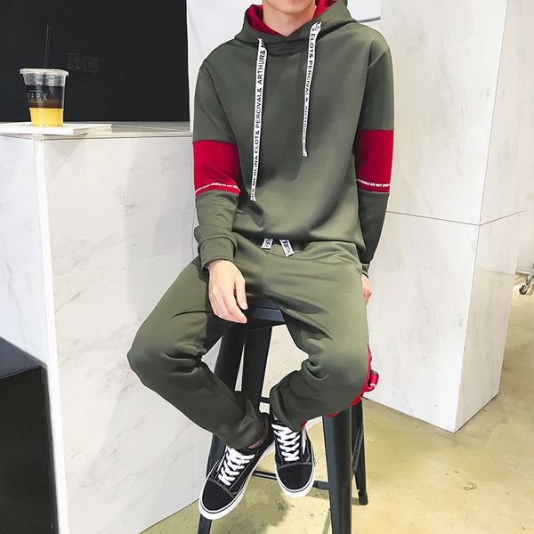 

толстовка мужская с капюшоном корейский стиль тенденция студентов весна и осень женские пары пуловер толстовка мужчины досуг набор спортивны, Black