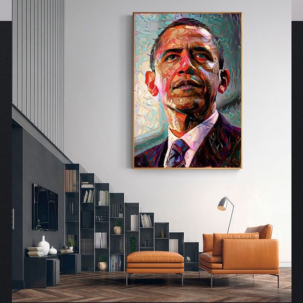 

portrait of president obama wall art pictures painting wall art for living room home decor (no frame