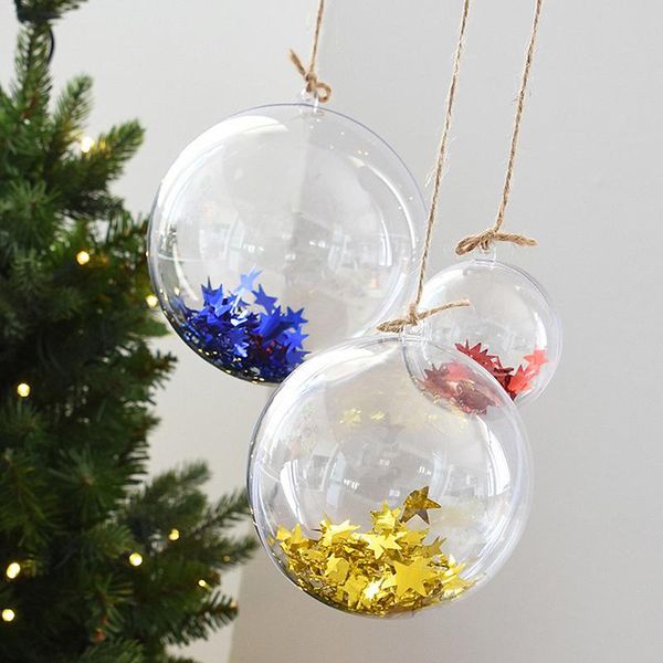 

5pcs christmas ball decorative ball hollow clear hanging christmas can open bauble ornament gift present decorations