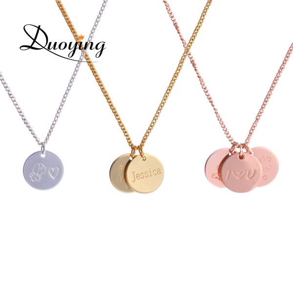 

duoying пользовательского имя choker подарок для ее ожерелья женщин персонализированных цветов золота дисков nameplated пленительного ожерел, Golden;silver