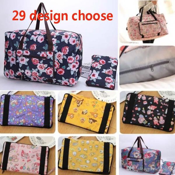 

29 styles cartoon folding luggage bags resuable portable travel bags handbag hung on the suitcase box storage bags organization hh9-2450