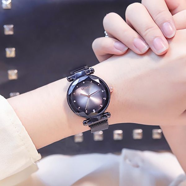 

luxury women watches fashion starry sky magnet watch casual ladies crystal quartz clocks female wristwatch for gift clock 2019, Slivery;brown