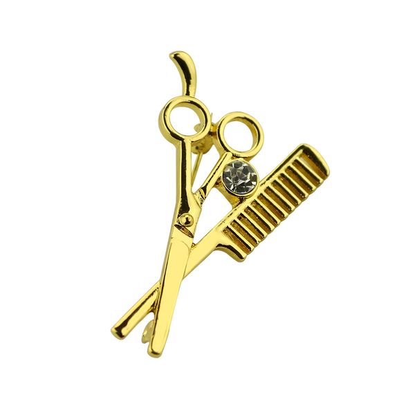 

gold silver color combs scissors brooch badges wedding dress collar pins women girls kids scarf hats clips corsage jewelry, Slivery;golden