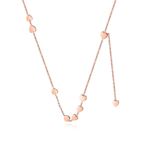 

ch-607 stainless steel brushed heart necklace women jewelry stainless steel chain pendant rose gold necklace, Silver