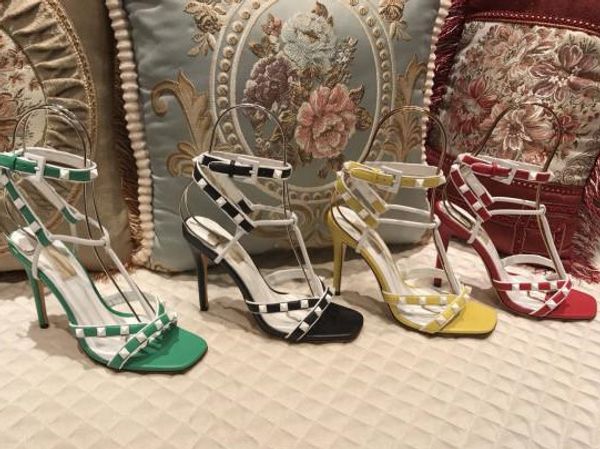 

summer latest studded stiletto heels party wedding shoes studded sandals high heels for women size 35-40, Black