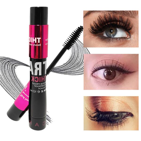 4D Seidenfaser-Wimpern-Mascara, langlebig, wasserdicht, schwarz, dick, kräuselnd, langlebig, Verlängerungs-Lash-Mascara-Röhren, Kosmetik