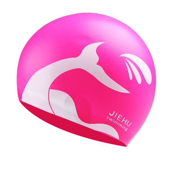 

women men diving protection travel sports silicone hat high elasticity lightweight beach printed swimming cap portable