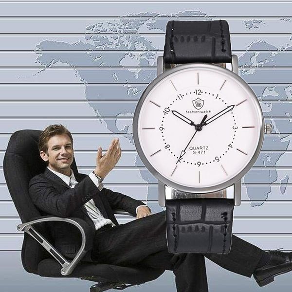 

2019 quality fashion casual business men's belt watch quartz watch men luxury reloj hombre mens gifts classy, Slivery;brown