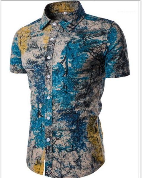 

casual shirts slim short short sleeve slim homme clothing fashion style casual apparel mens floarl print, White;black