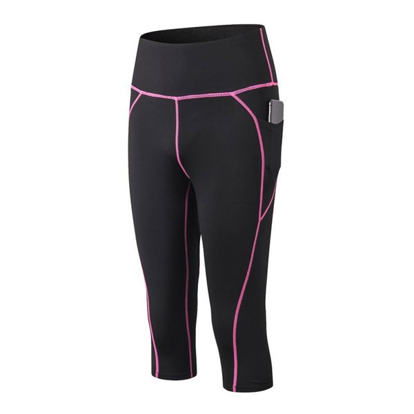

women stretch elastic quick drying pockets trousers breathable sports fitness casual high waist cropped pants for yoga running, Black;blue