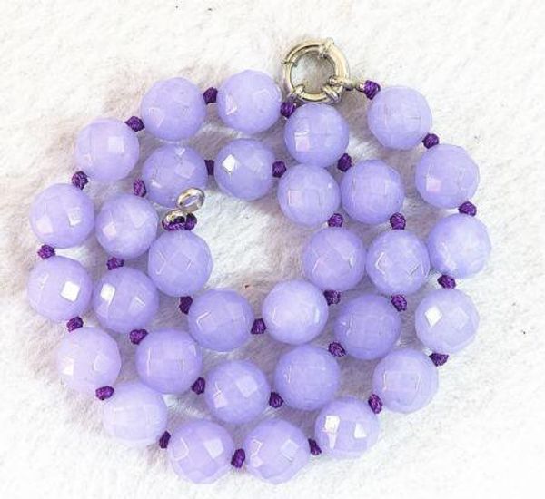 

faceted 8mm violet beads stone necklace 17, Silver