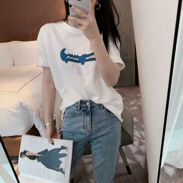 

t5150 cue age reducion round neck caroon round neck shor reduced age short sleeve sleeve t, White