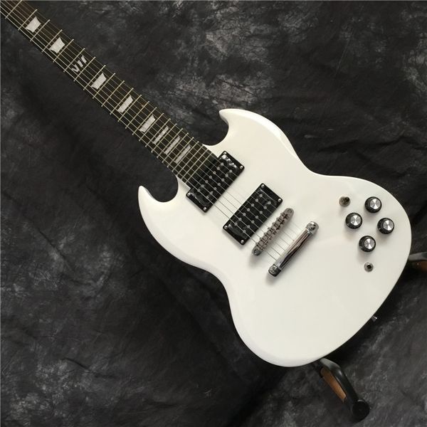 

sg electric guitar, sg7 string electric guitar, mahogany white paint custom electric guitar, ing